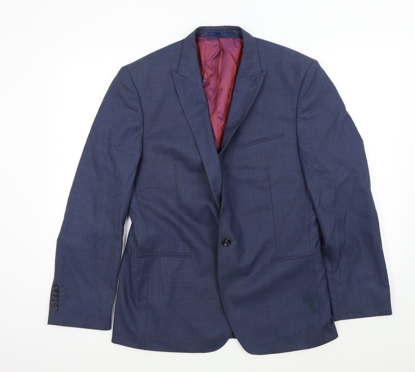 Ceader wood state Mens Blue Houndstooth  Jacket Suit Jacket Size 42