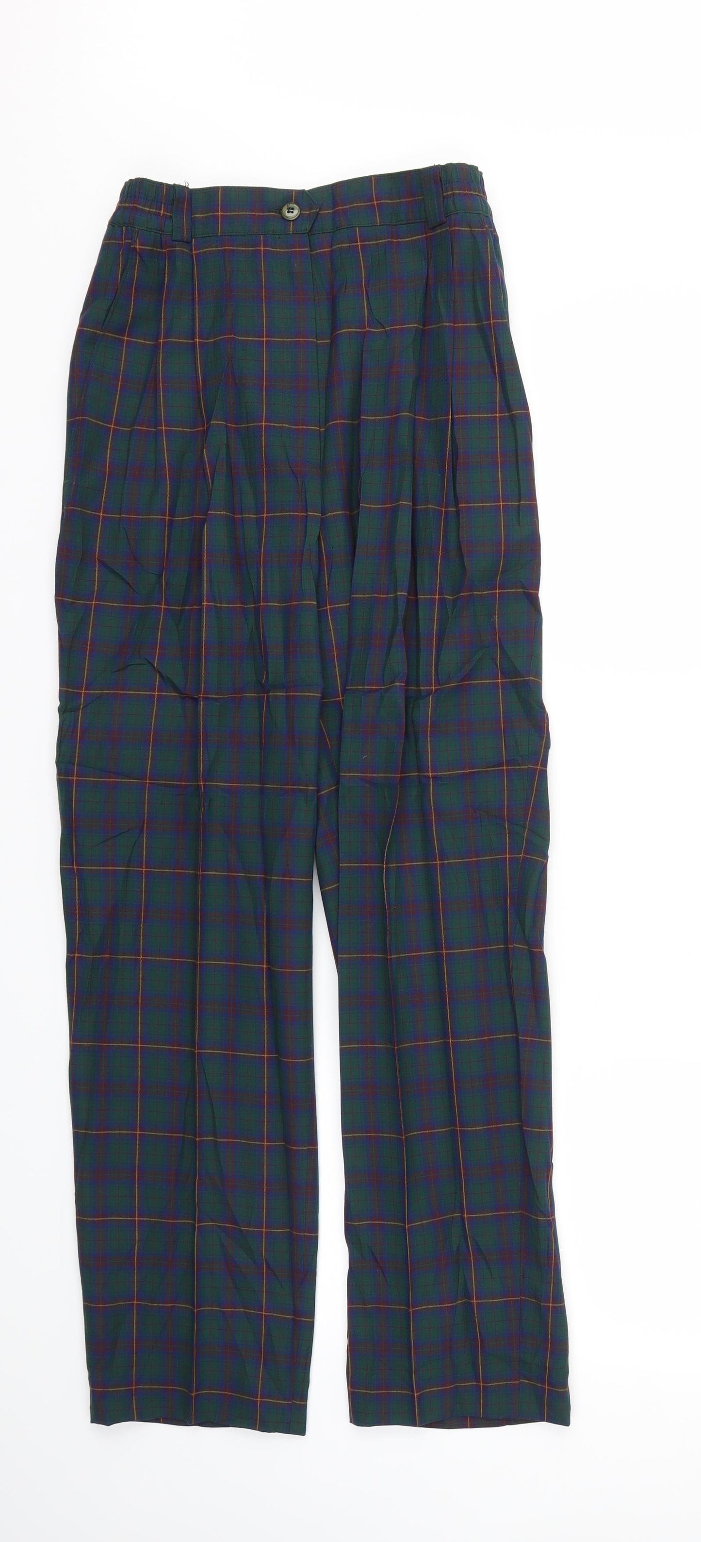 Preworn Womens Green Check  Trousers  Size 12 L27 in - Stretch waistband