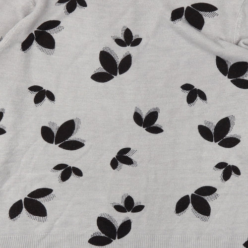 M&S Womens Grey Floral  Pullover Jumper Size 12