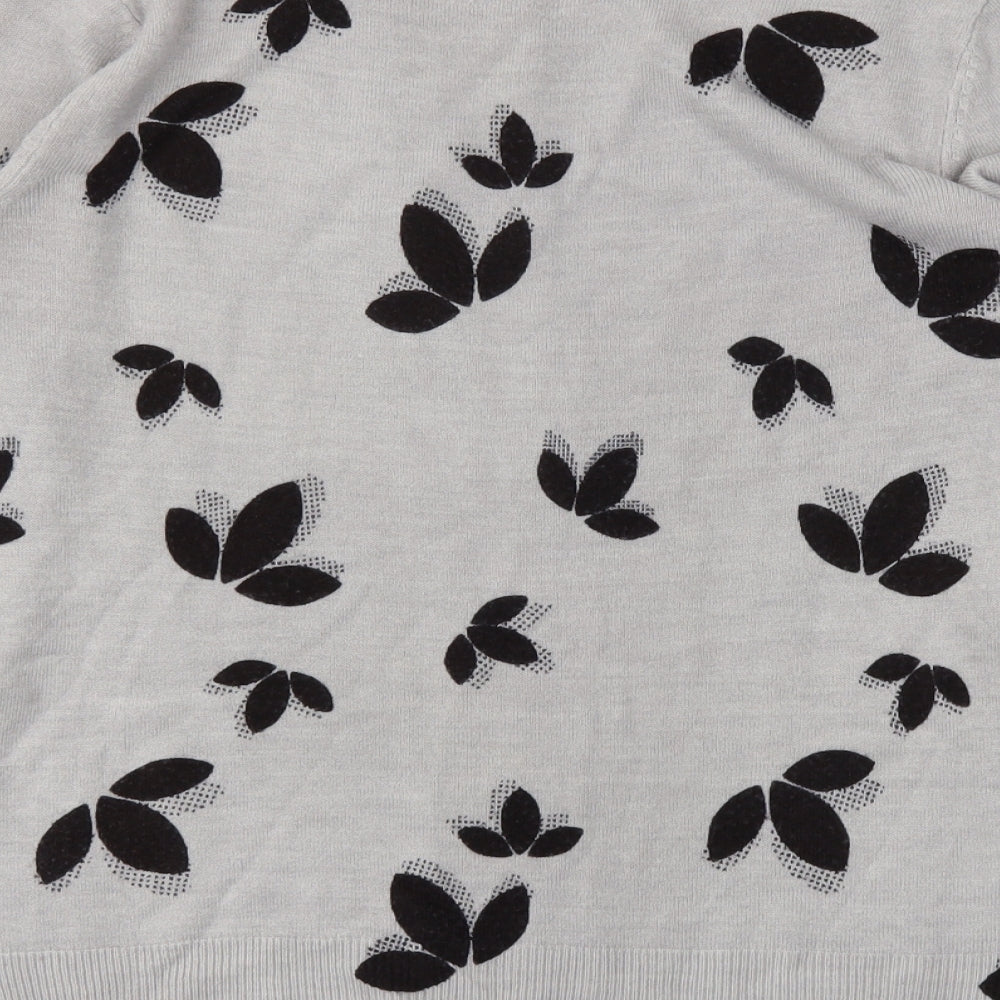 M&S Womens Grey Floral  Pullover Jumper Size 12