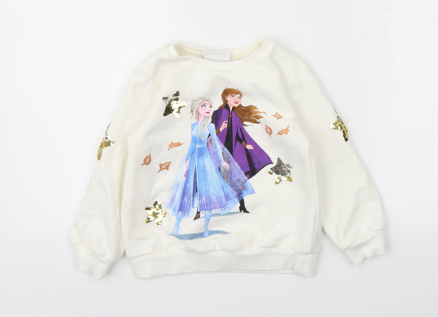Disney Girls White Animal Print  Pullover Sweatshirt Size 3-4 Years