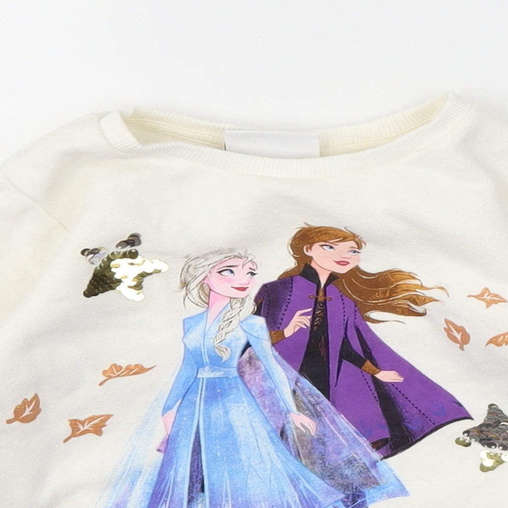 Disney Girls White Animal Print  Pullover Sweatshirt Size 3-4 Years