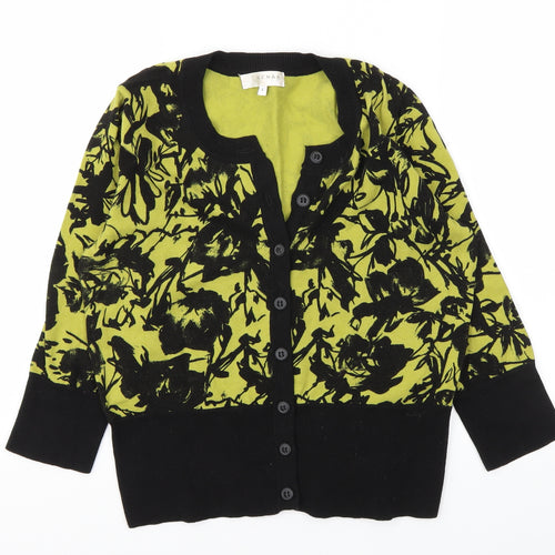 Kenar Womens Black Floral  Cardigan Jumper Size L