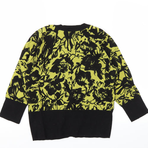 Kenar Womens Black Floral  Cardigan Jumper Size L