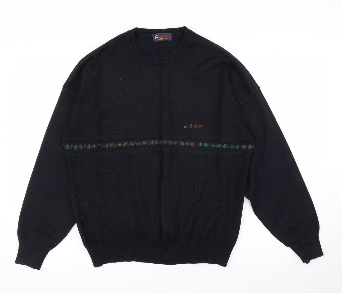 La Balestra Mens Blue Fair Isle  Pullover Jumper Size M