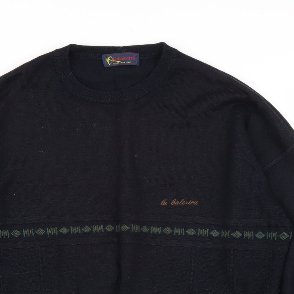 La Balestra Mens Blue Fair Isle  Pullover Jumper Size M