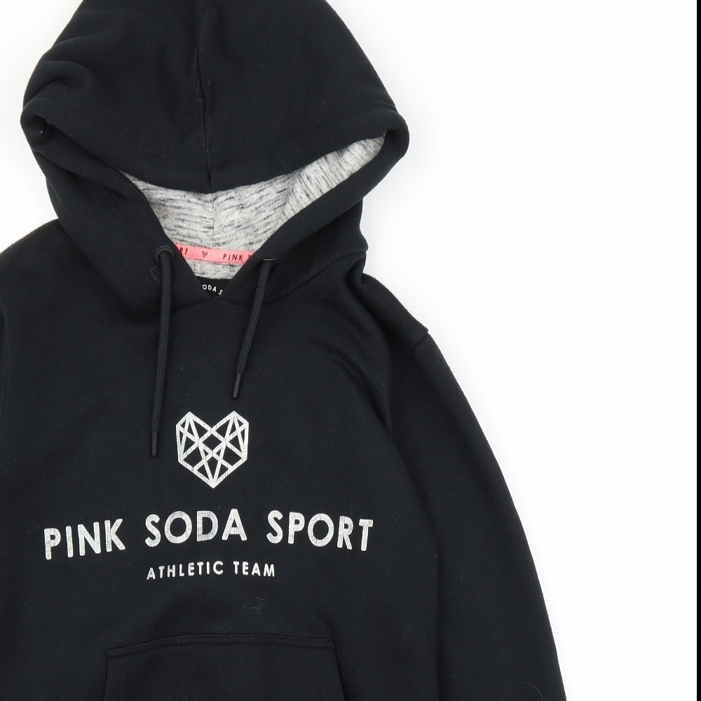 Pink Soda Sport Womens Black   Pullover Hoodie Size 12