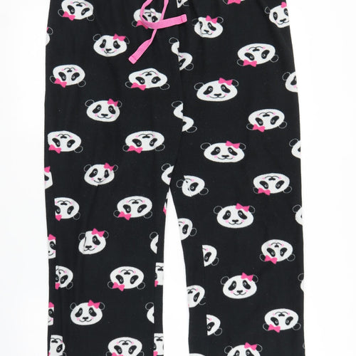 Preworn Womens Black Animal Print Fleece Chemise Pyjama Pants Size L  - Panda