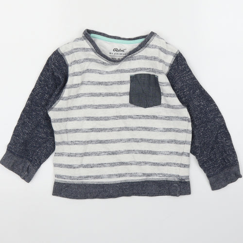 Primark Boys Blue Striped  Pullover Jumper Size 5-6 Years