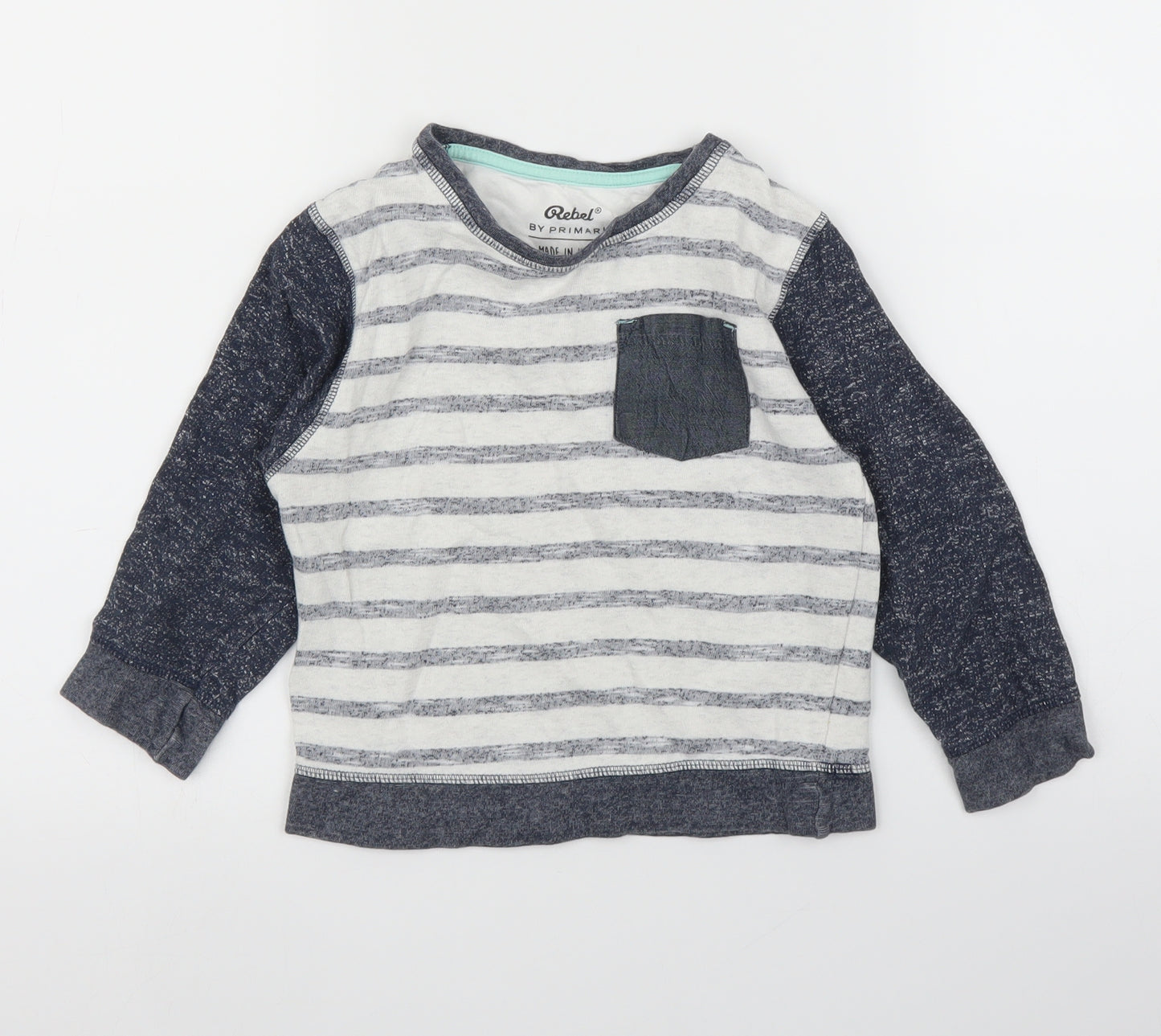 Primark Boys Blue Striped  Pullover Jumper Size 5-6 Years