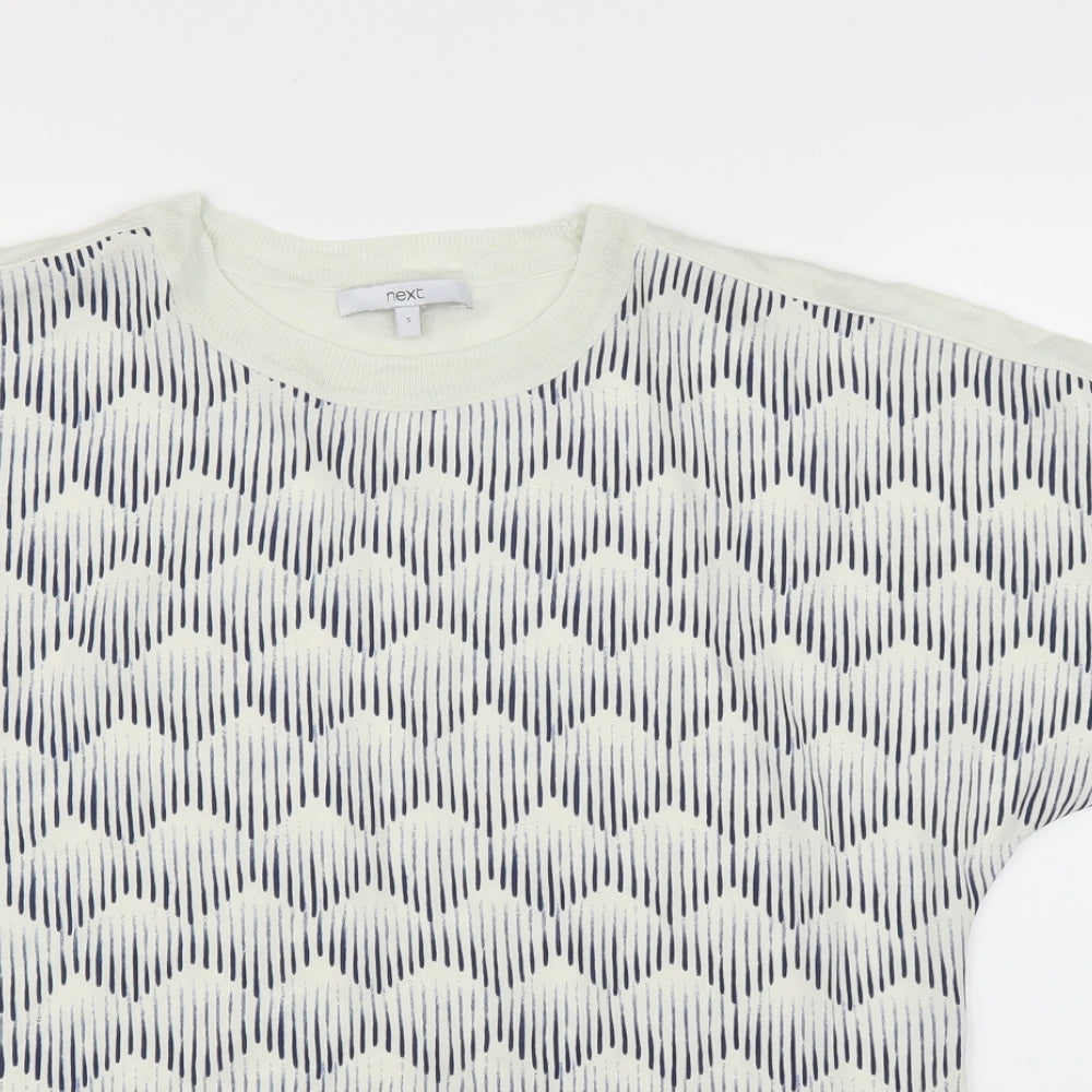 NEXT Womens White Geometric  Basic Blouse Size S