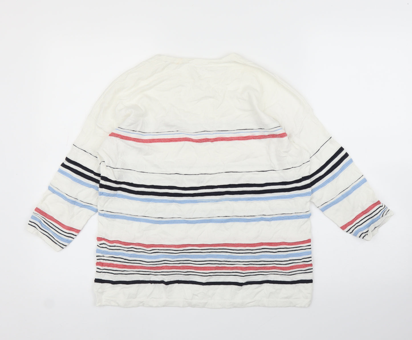 TU Womens White Striped  Pullover Jumper Size 12