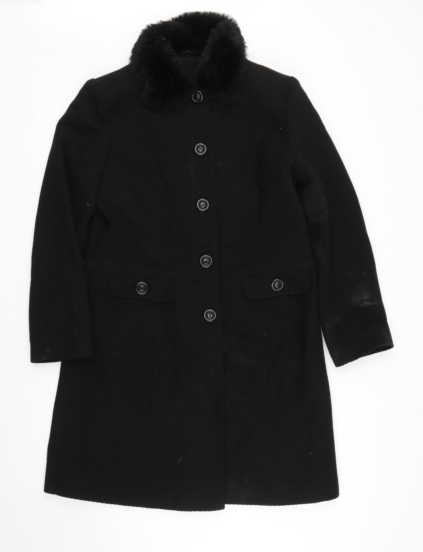 Dorothy Perkins Womens Black   Overcoat Coat Size 14