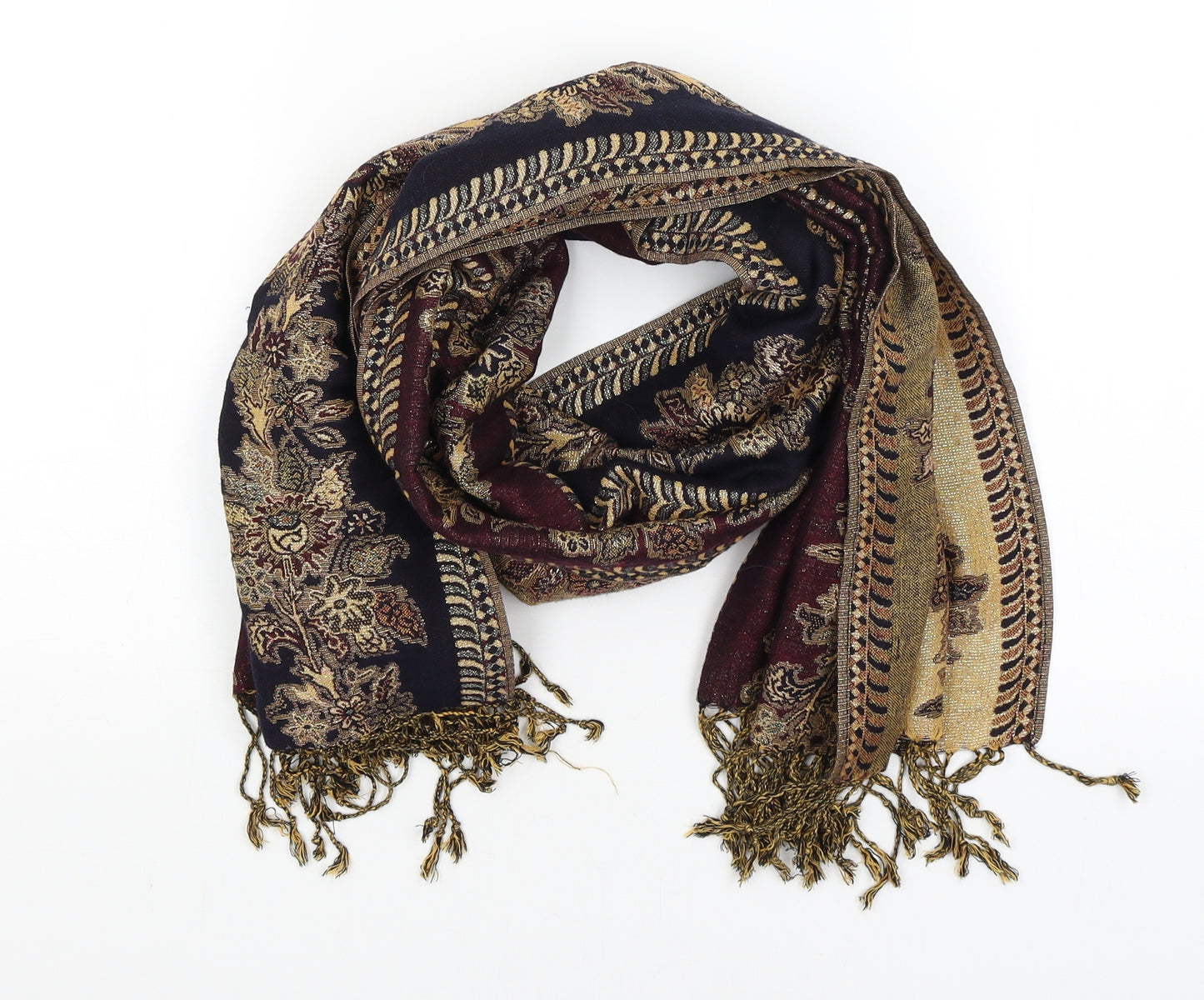 Preworn Womens Gold Floral   Scarf
