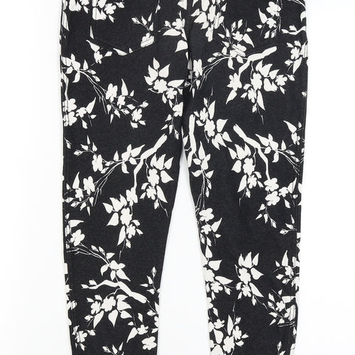 Select Womens Black Floral  Jegging Trousers Size 8 L24 in