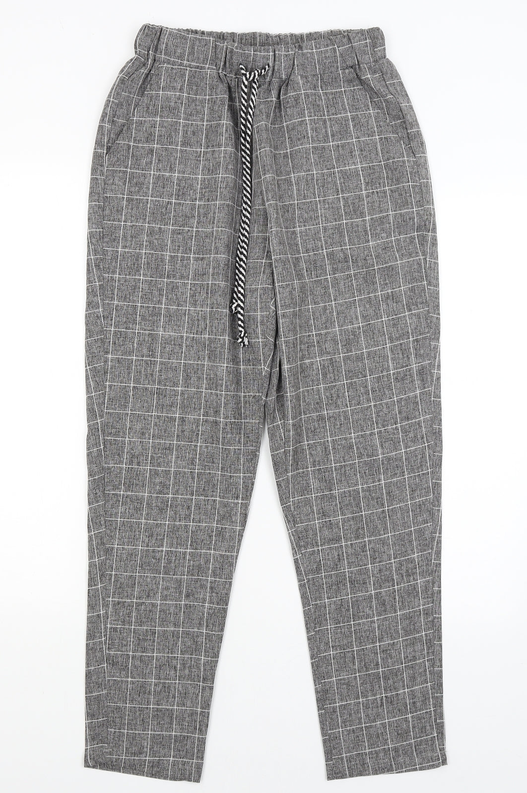 SheIn Womens Grey Check  Capri Trousers Size S L27 in