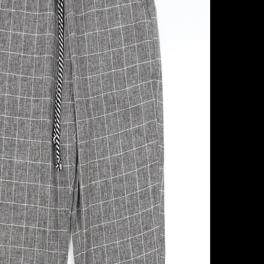 SheIn Womens Grey Check  Capri Trousers Size S L27 in