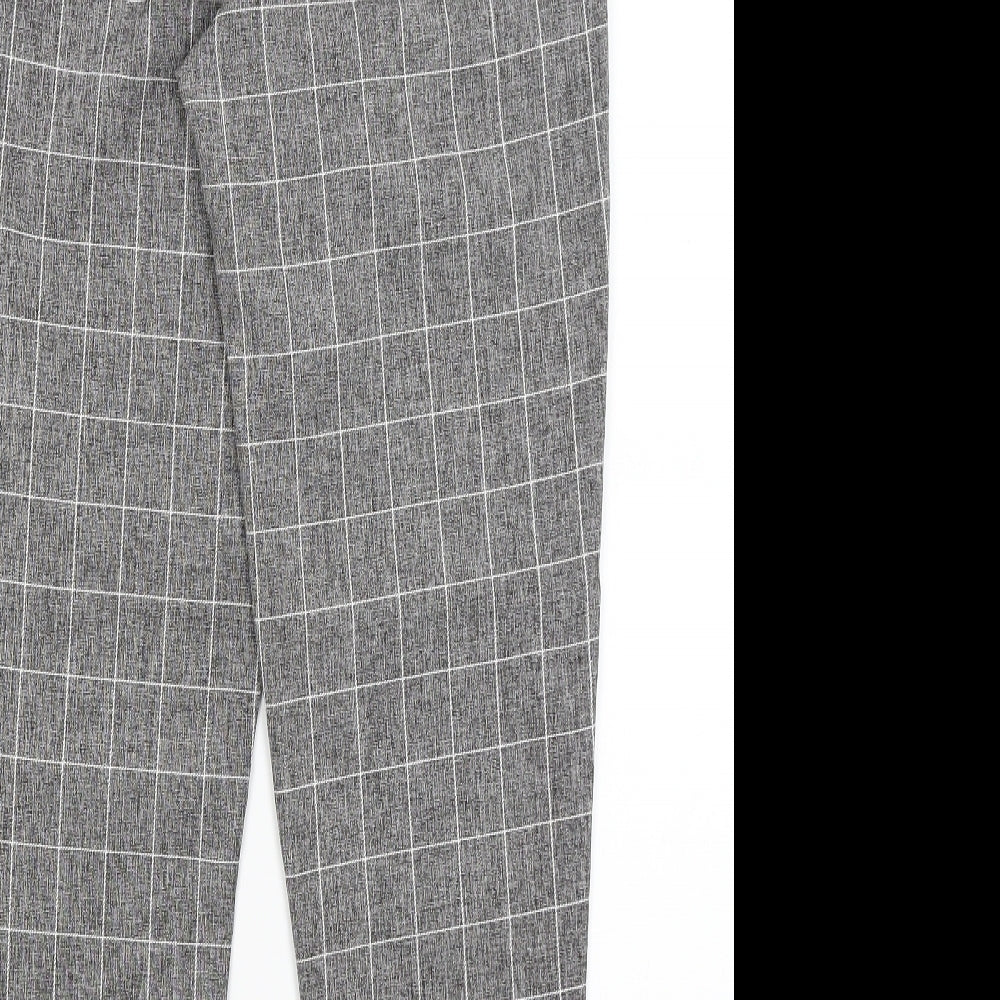 SheIn Womens Grey Check  Capri Trousers Size S L27 in