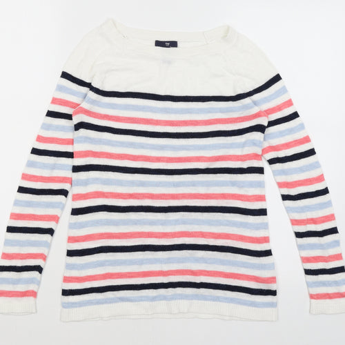 Gap Womens White Striped  Pullover Jumper Size XS