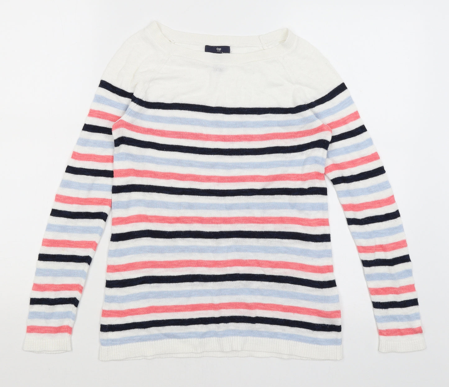 Gap Womens White Striped  Pullover Jumper Size XS