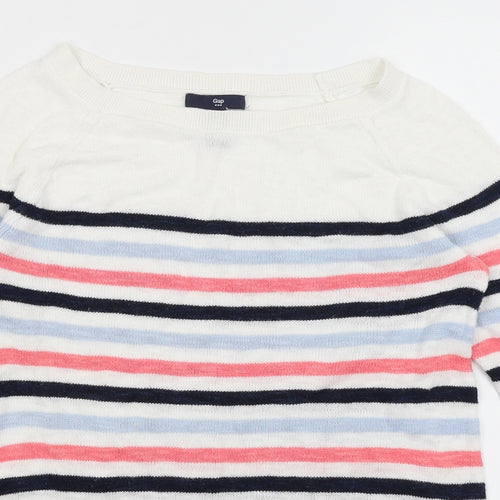 Gap Womens White Striped  Pullover Jumper Size XS