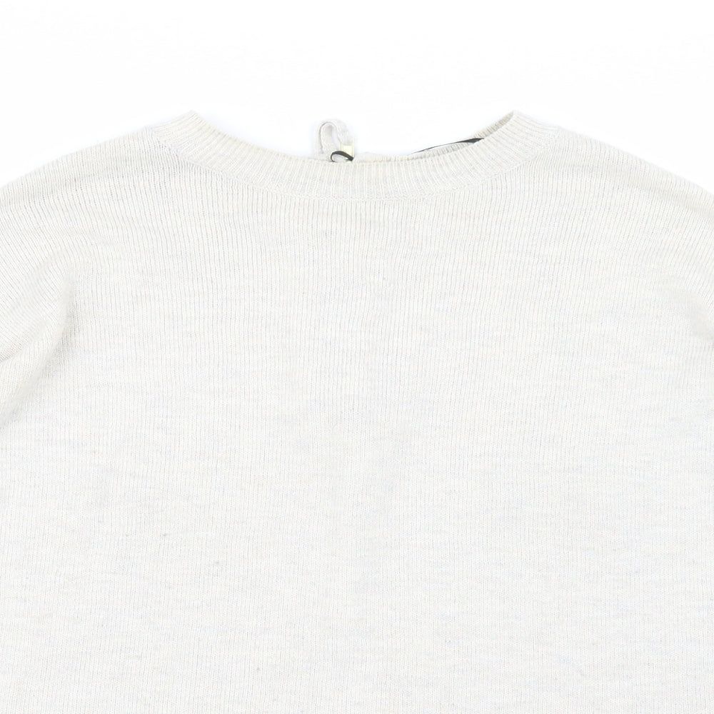 H&M Womens Beige  Knit Pullover Jumper Size XS