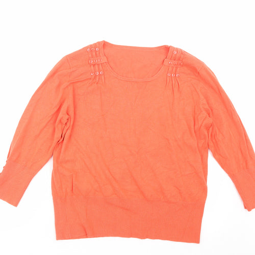 Preworn Womens Orange  Knit Pullover Jumper Size 18