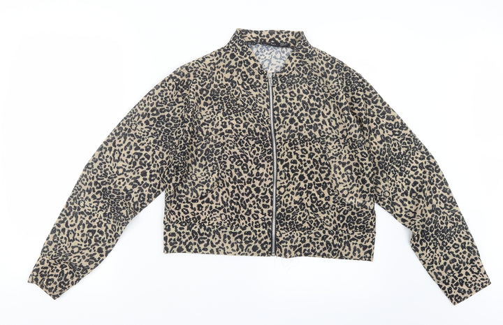 Boohoo Womens Black Animal Print Jacket Size 10