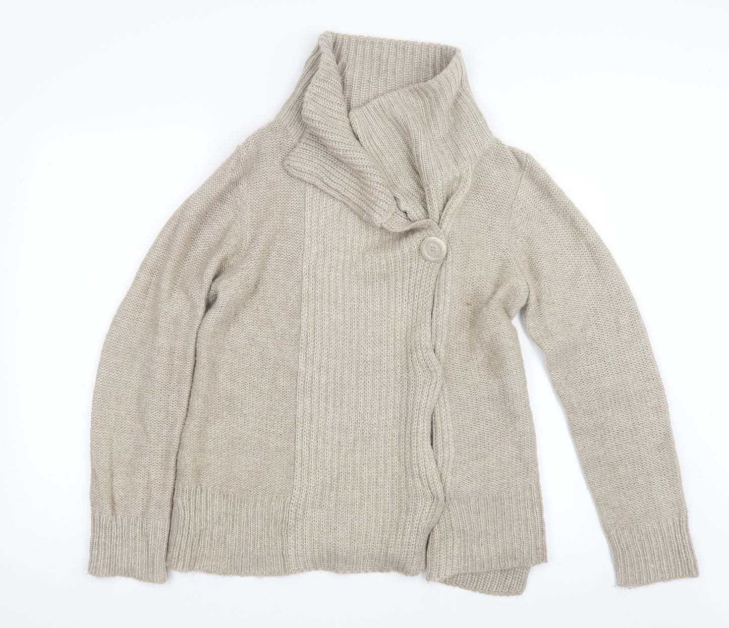 E-vie Womens Beige  Knit Cardigan Jumper Size 12