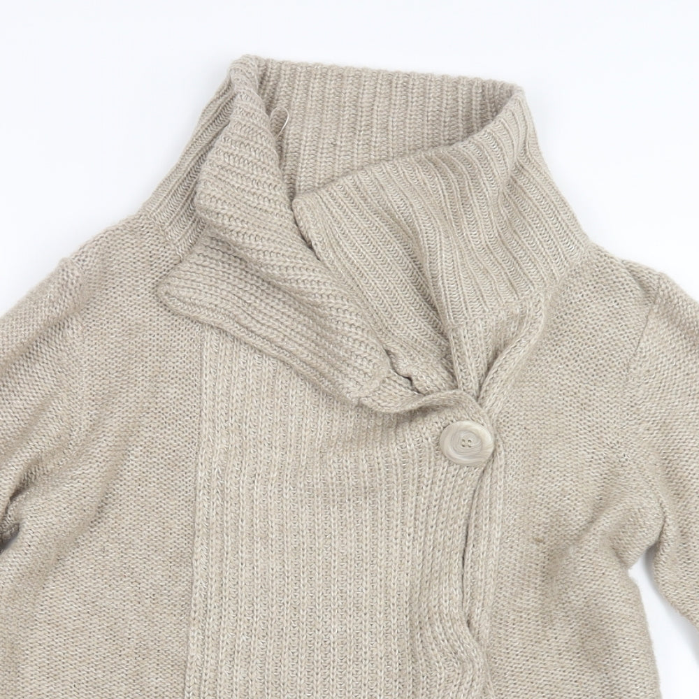 E-vie Womens Beige  Knit Cardigan Jumper Size 12