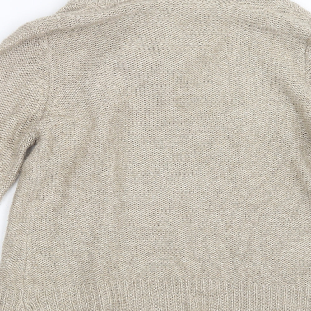 E-vie Womens Beige  Knit Cardigan Jumper Size 12