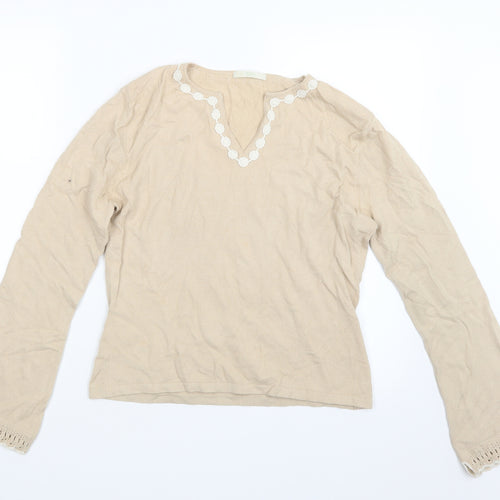 Marks and Spencer Womens Beige  Knit Pullover Jumper Size 14