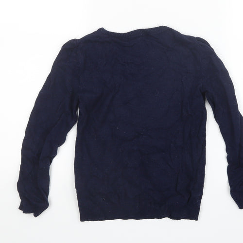 H&M Girls Blue  Knit Pullover Jumper Size 7-8 Years  - Christmas