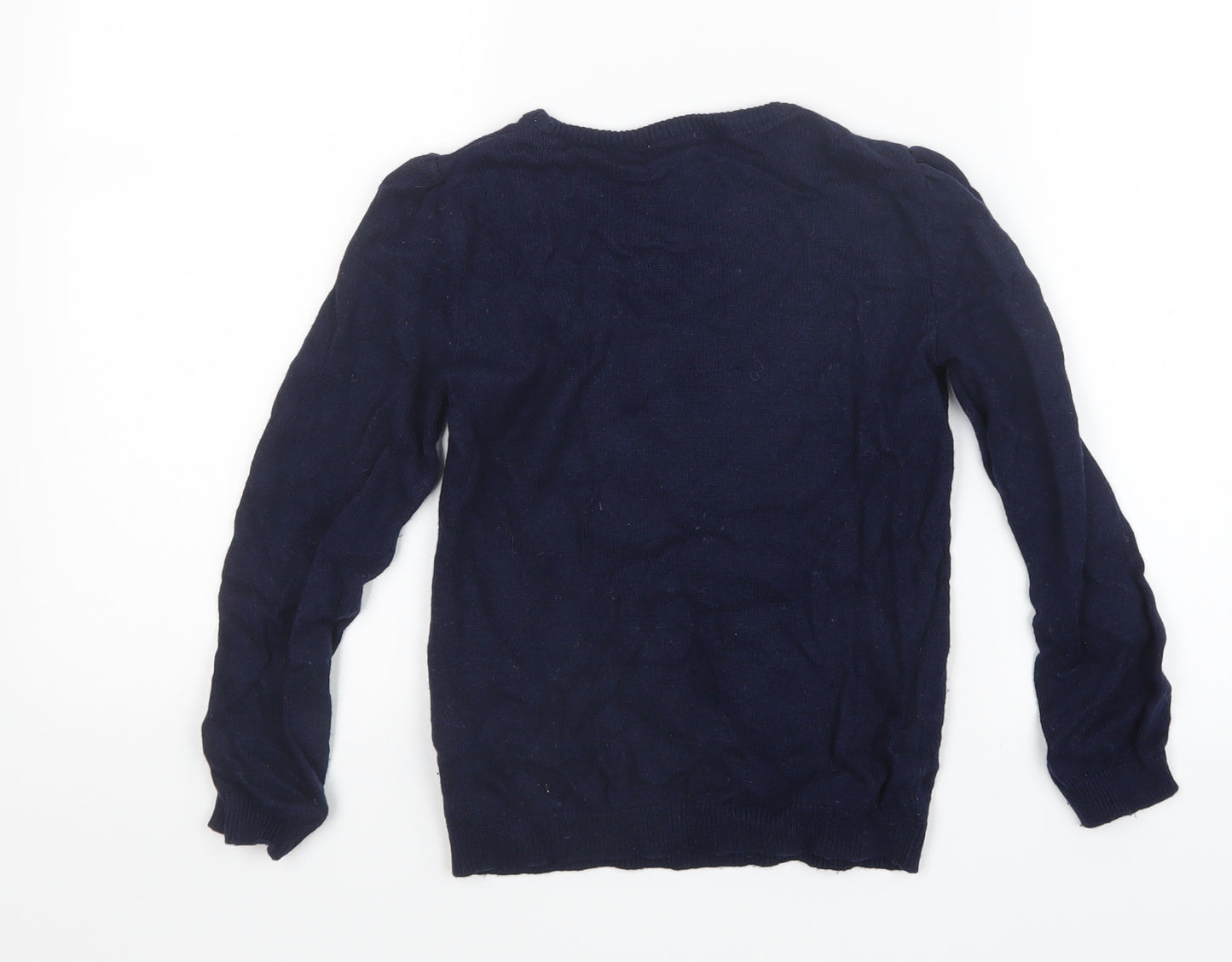 H&M Girls Blue  Knit Pullover Jumper Size 7-8 Years  - Christmas