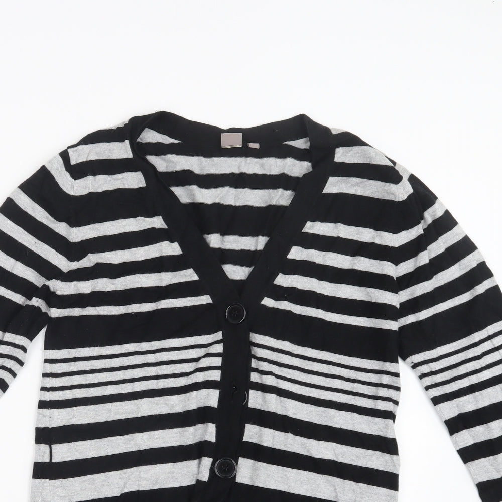 TU Womens Black Striped Knit Cardigan Jumper Size 14