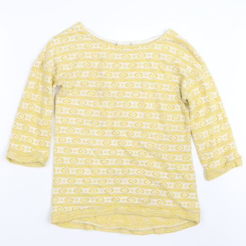 NEXT Womens Yellow Geometric Knit Pullover Jumper Size 8