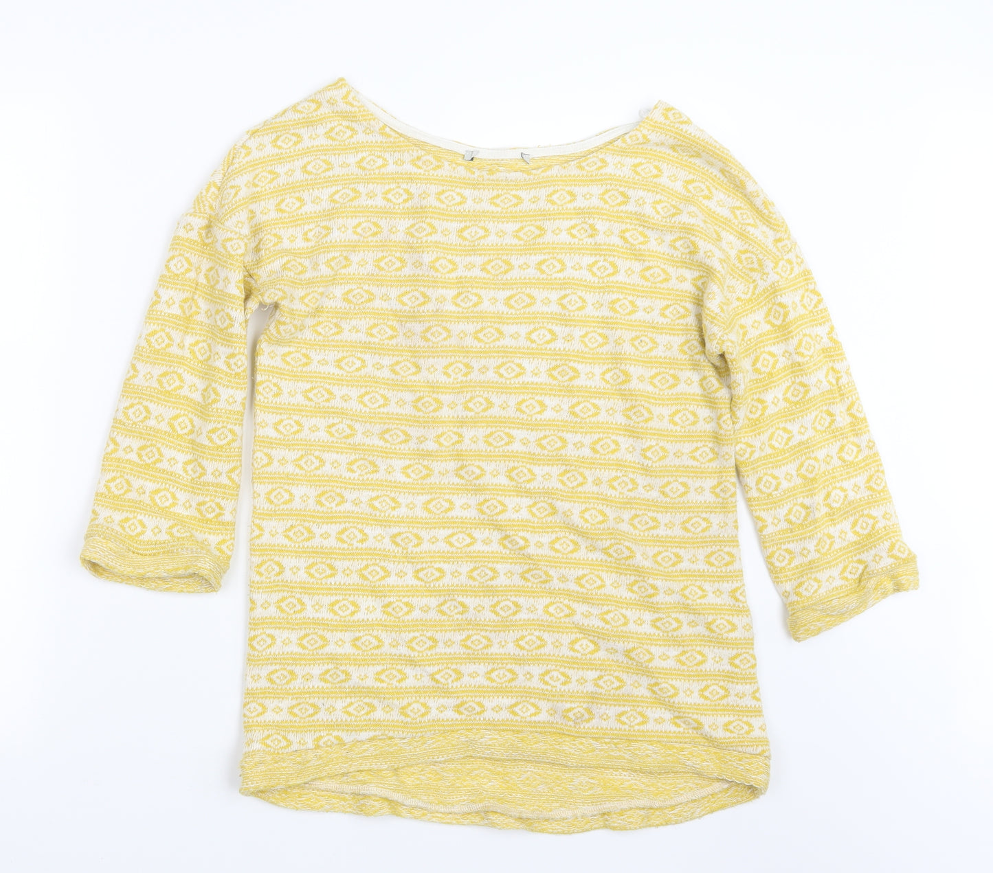 NEXT Womens Yellow Geometric Knit Pullover Jumper Size 8
