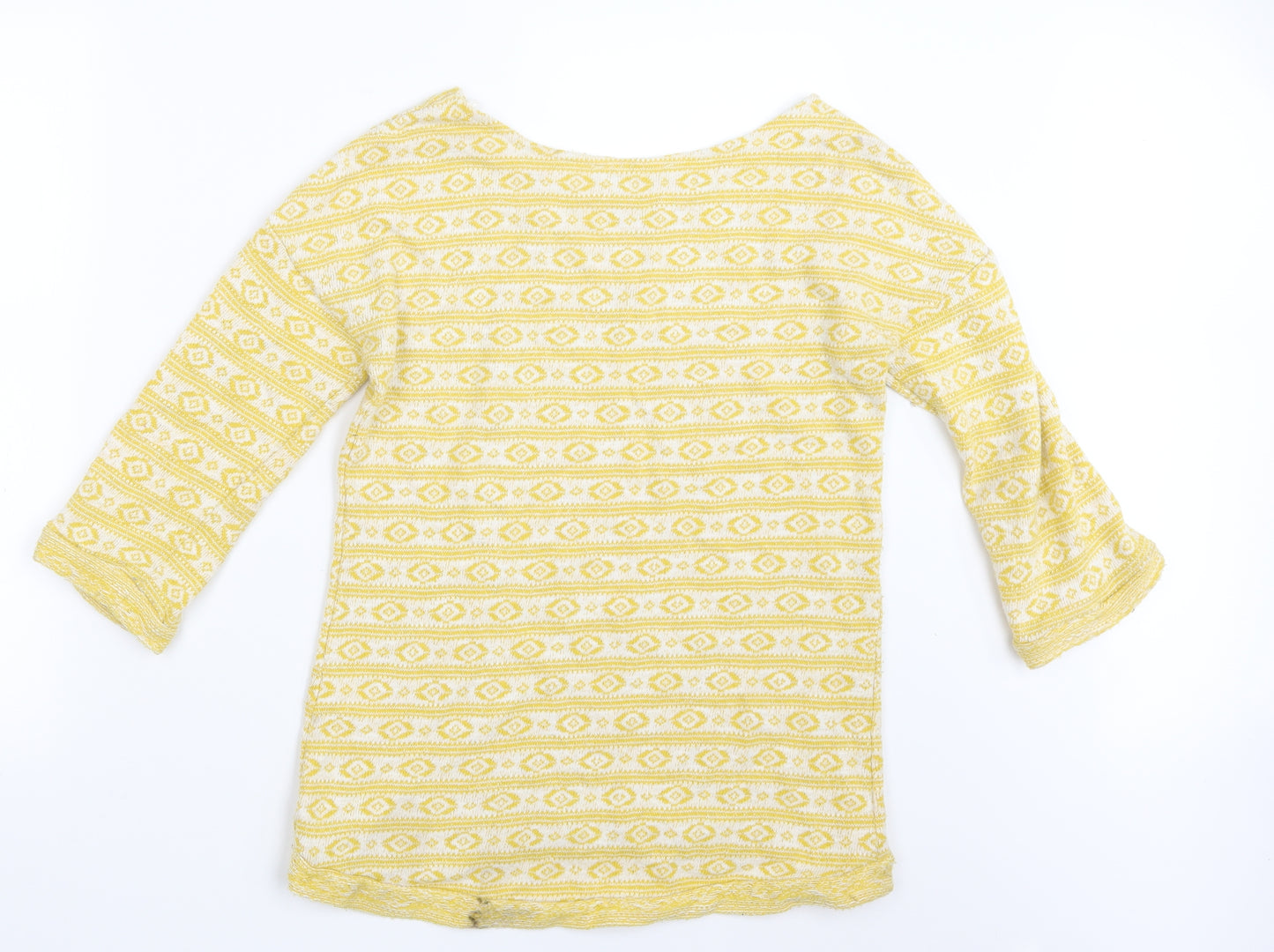 NEXT Womens Yellow Geometric Knit Pullover Jumper Size 8