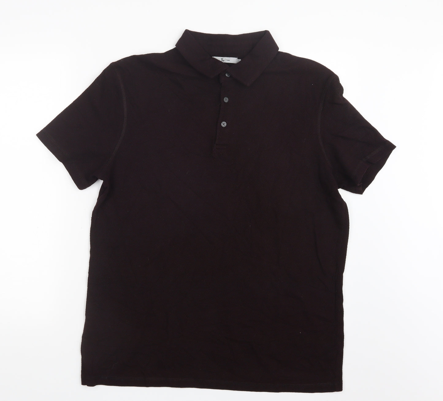 TU Mens Purple    Polo Size L