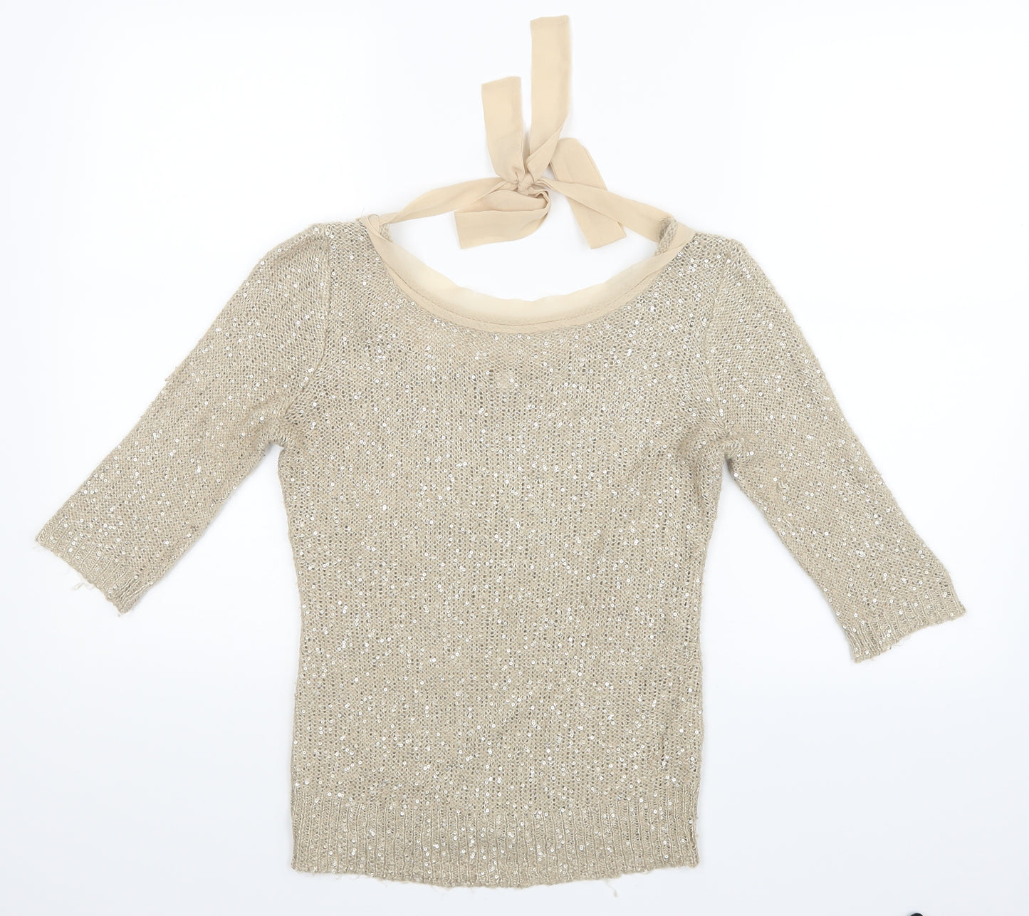 Zolla Womens Gold  Knit Pullover Jumper Size S