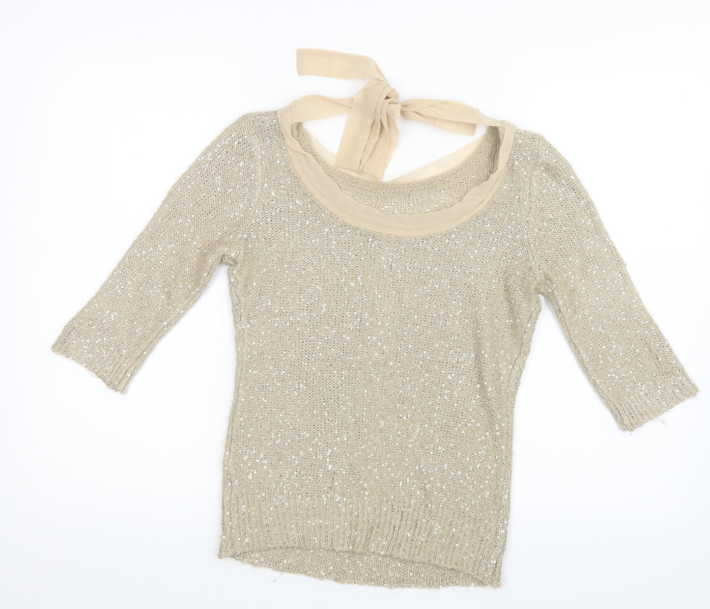 Zolla Womens Gold  Knit Pullover Jumper Size S