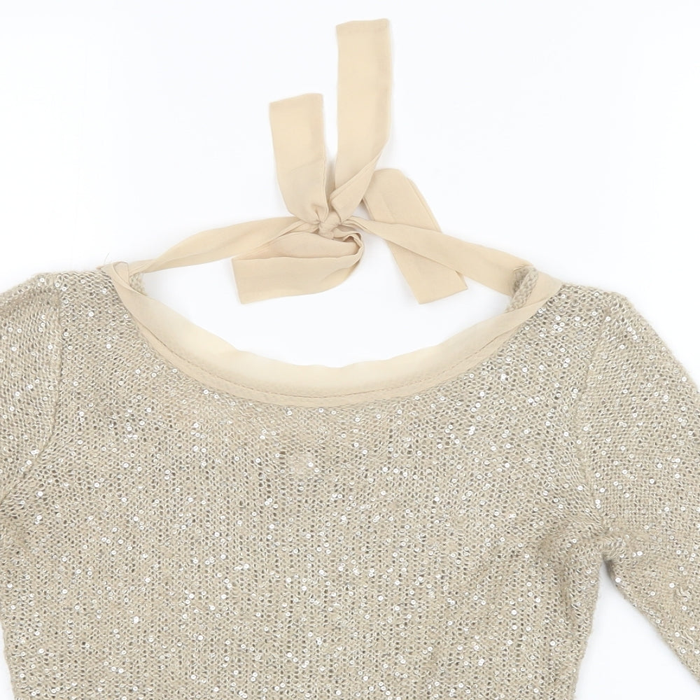 Zolla Womens Gold  Knit Pullover Jumper Size S