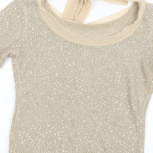 Zolla Womens Gold  Knit Pullover Jumper Size S