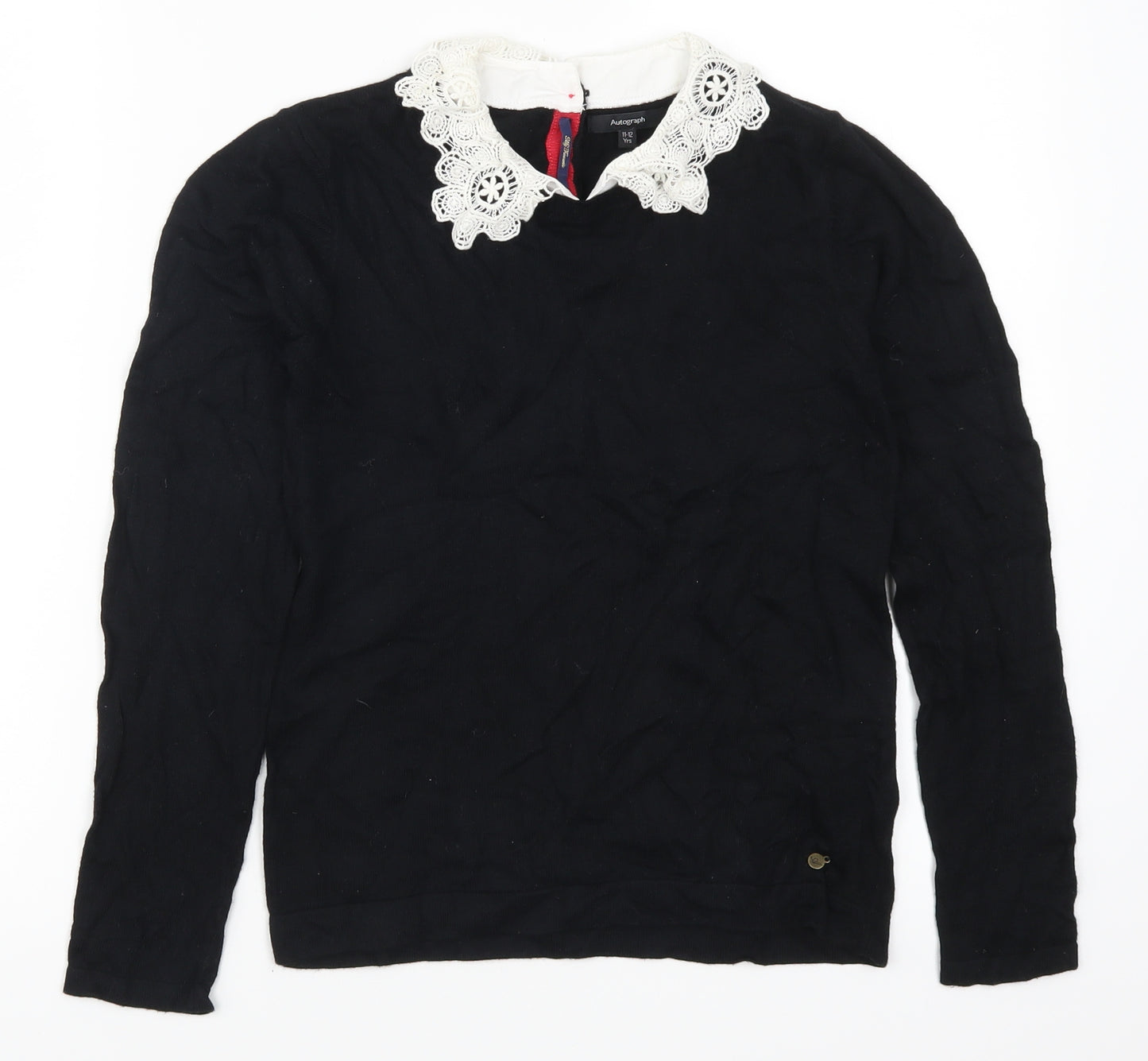 Marks and Spencer Girls Black   Pullover Jumper Size 11-12 Years