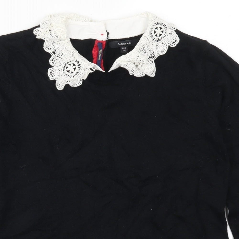 Marks and Spencer Girls Black   Pullover Jumper Size 11-12 Years