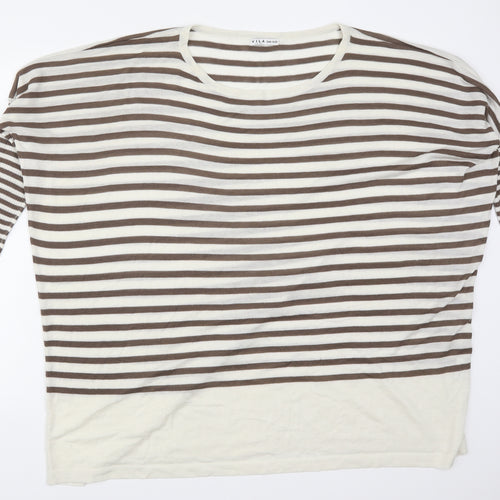 VILA Womens Beige Striped  Pullover Jumper One Size