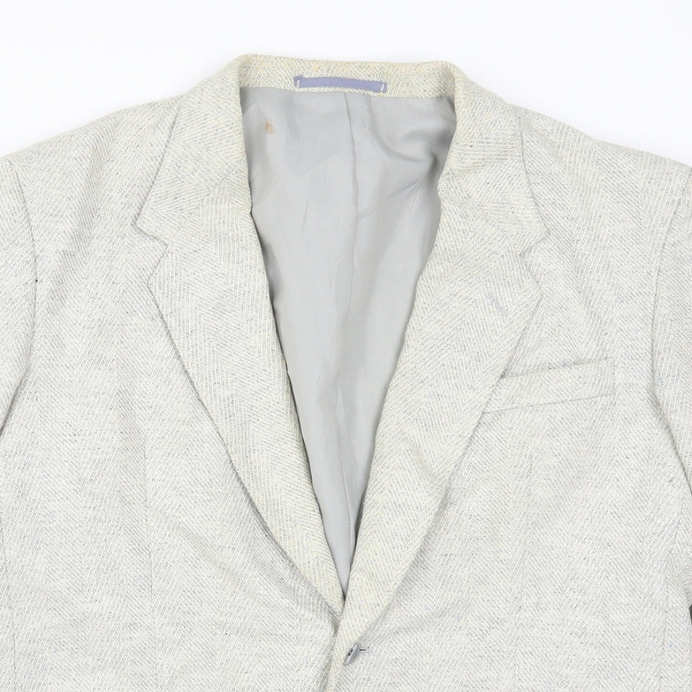 Tiklas Mens Grey Herringbone  Jacket Suit Jacket Size 42