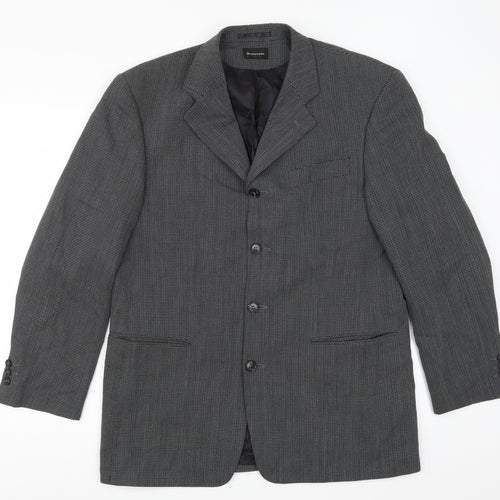 Benvenuto Mens Grey Geometric  Jacket Suit Jacket Size 40