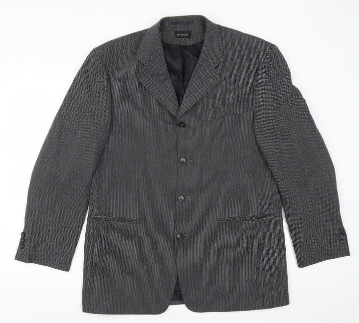 Benvenuto Mens Grey Geometric  Jacket Suit Jacket Size 40
