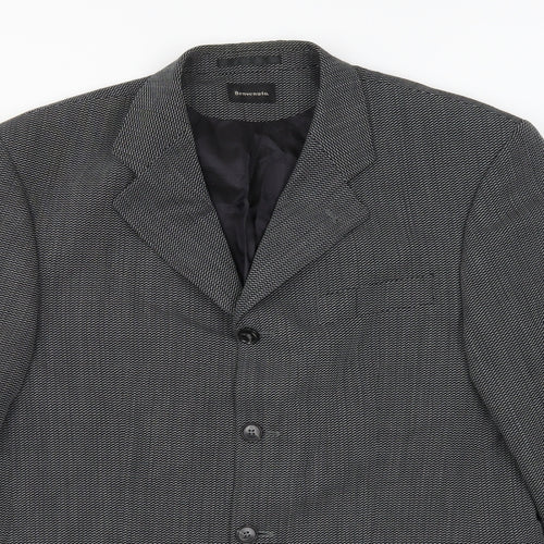 Benvenuto Mens Grey Geometric  Jacket Suit Jacket Size 40